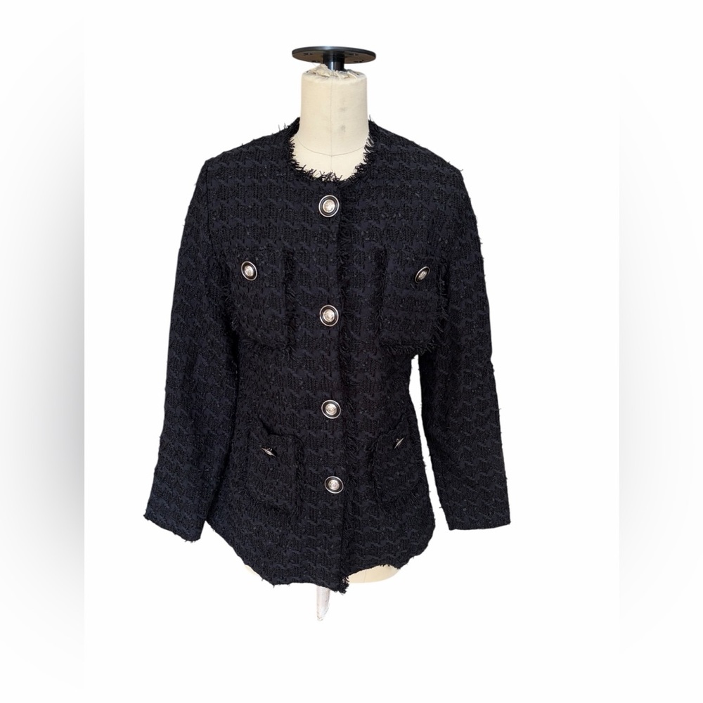 Misook Textured Eyelash Black Blazer size small